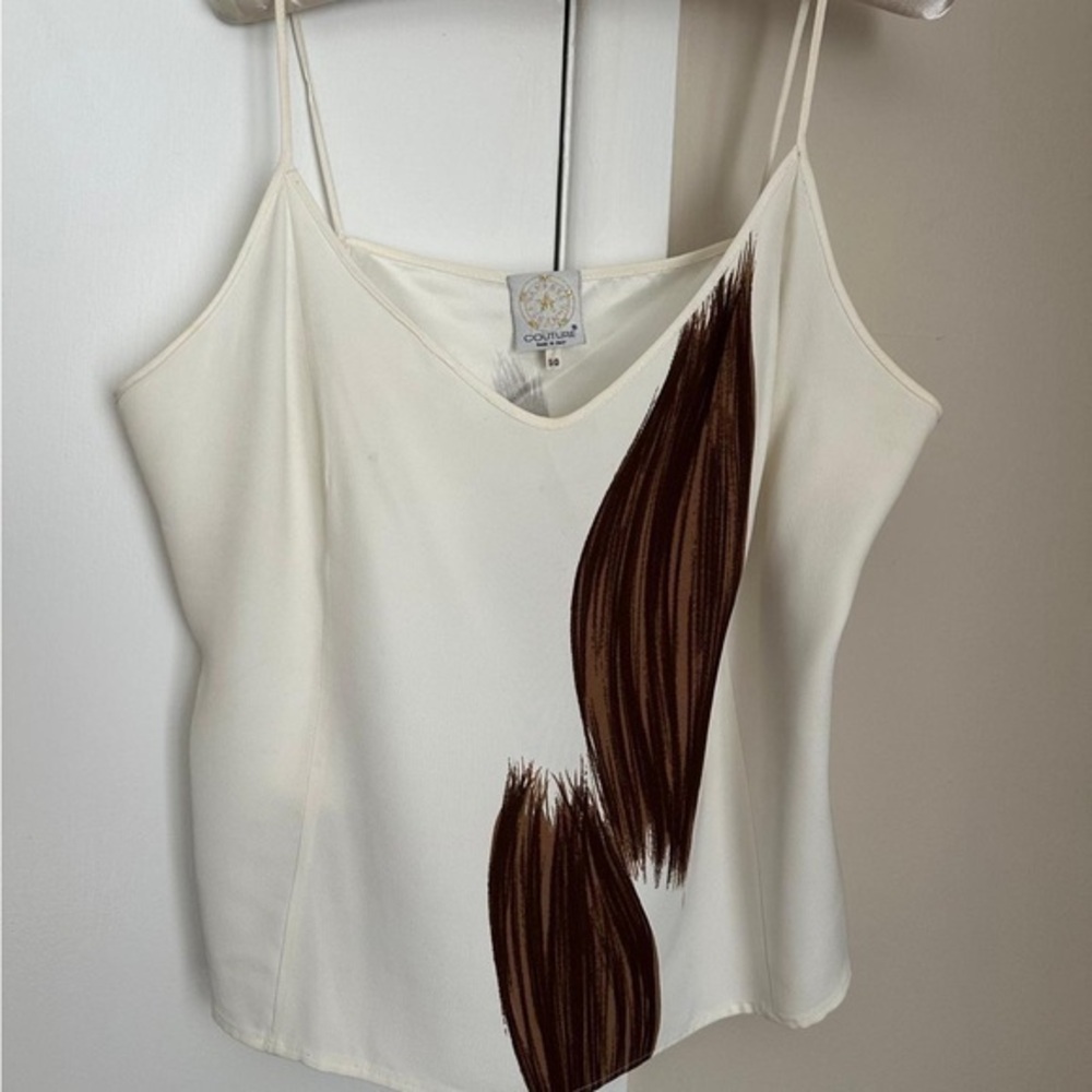 VINTAGE Made in Italy White Sleeveless Camisole Size 50